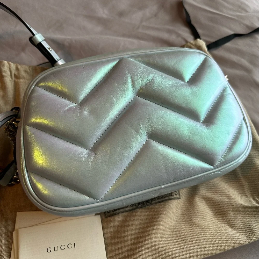 Gucci Iridescent Nappa Chevron Matelasse GG Marmont Shoulder/CrossbodyBag - Picture 7 of 7